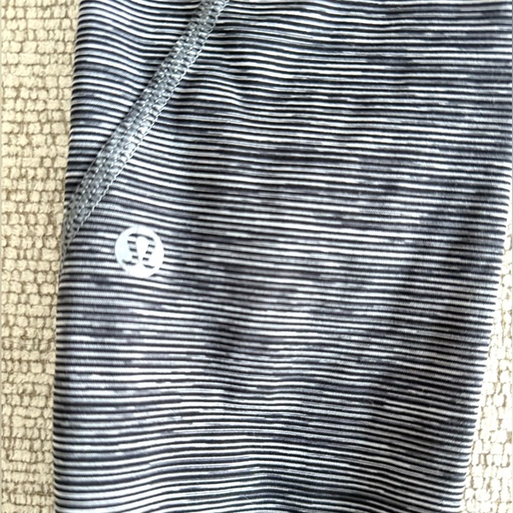 LuluLemon Black and Gray Striped Mid-calf Capri Leggings with Black Details - Picture 3 of 4
